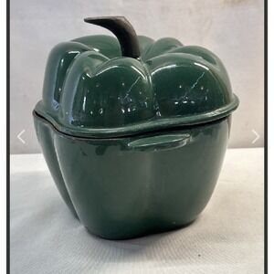 Vtg Country‎ Cottage 2.25Qt Bell Pepper Enamel Cast Iron